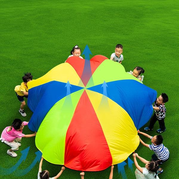 Diameter Kids Outdoor Teamwork Game Rainbow Parachute Toys - kidelp