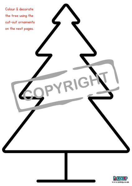 FREE Kids Christmas Tree with cut out Ornaments Printable - kidelp