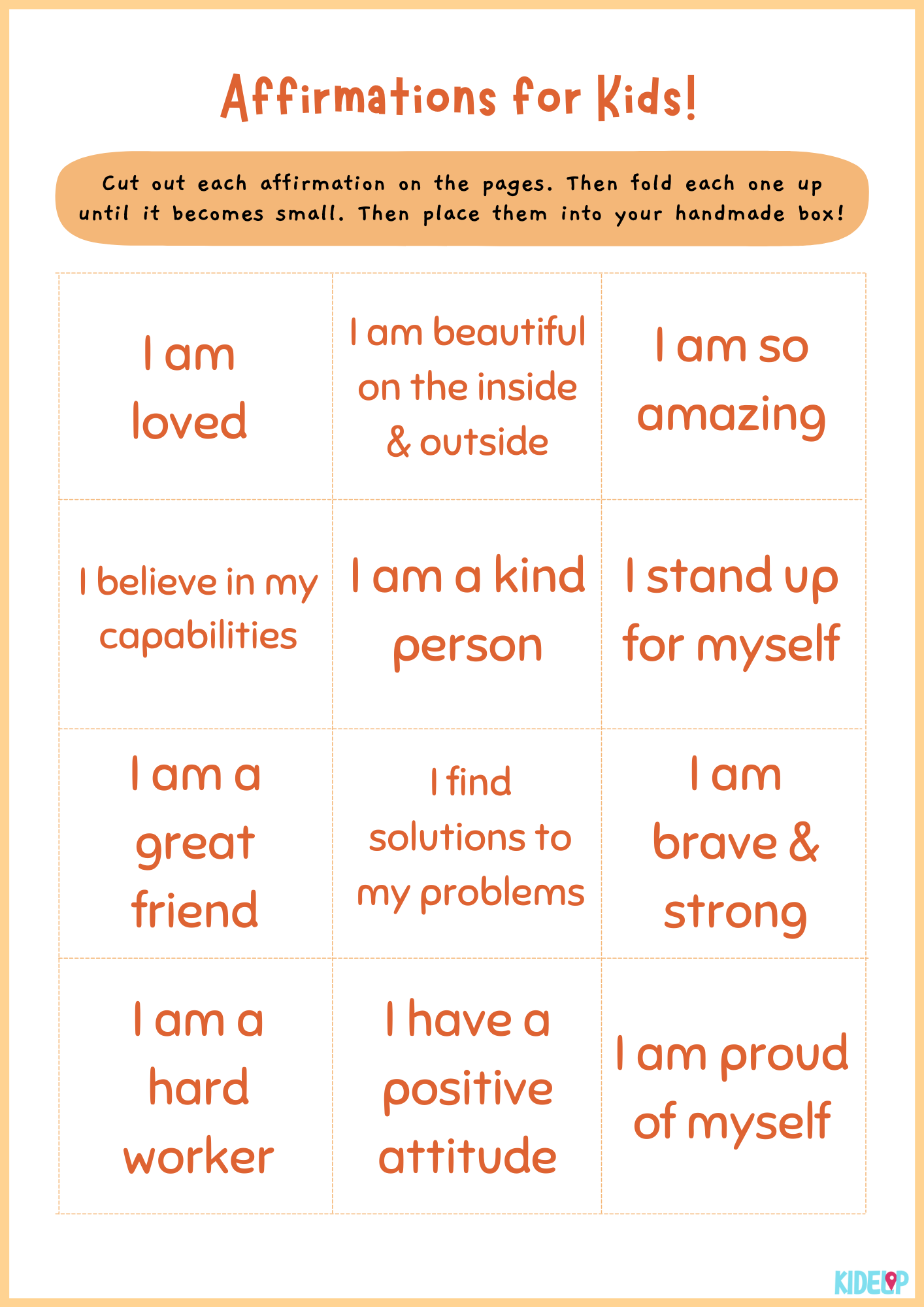 Printable Affirmations for Kids! - kidelp