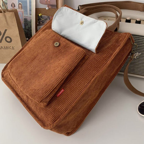 Corduroy Luxury Designer Handbags Casual Shopper High Quality Tote Bag - kidelp