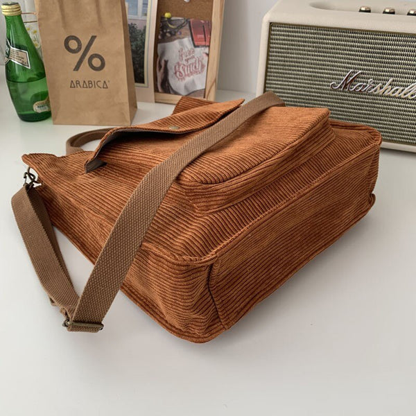 Corduroy Luxury Designer Handbags Casual Shopper High Quality Tote Bag - kidelp