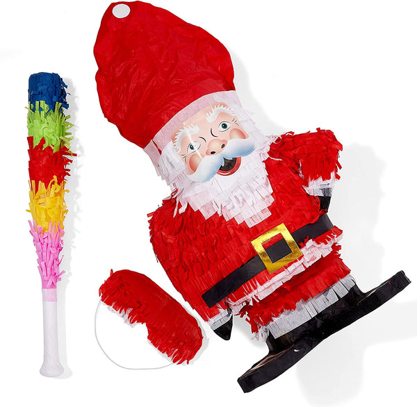 Santa Claus Christmas Piñata for Christmas Party with Stick and Blindfold - kidelp