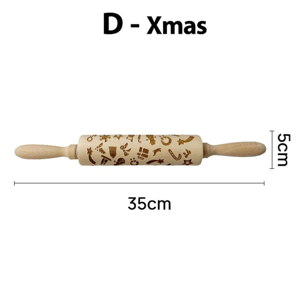 Wooden Rolling Pins for 3D Patterned Christmas Cookie - kidelp