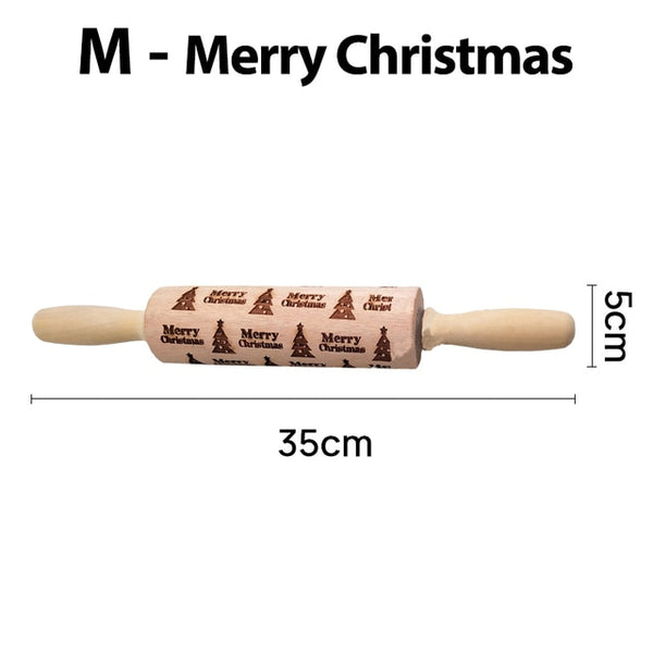 Wooden Rolling Pins for 3D Patterned Christmas Cookie - kidelp